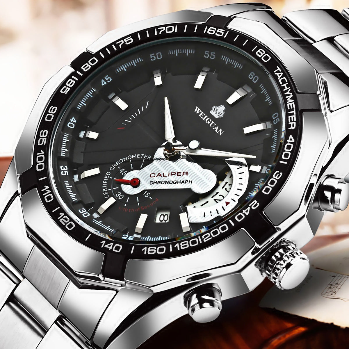 Men's Non-mechanical Watch Hollow Calendar Waterproof Luminous Stainless Steel Belt Simple Vibrato