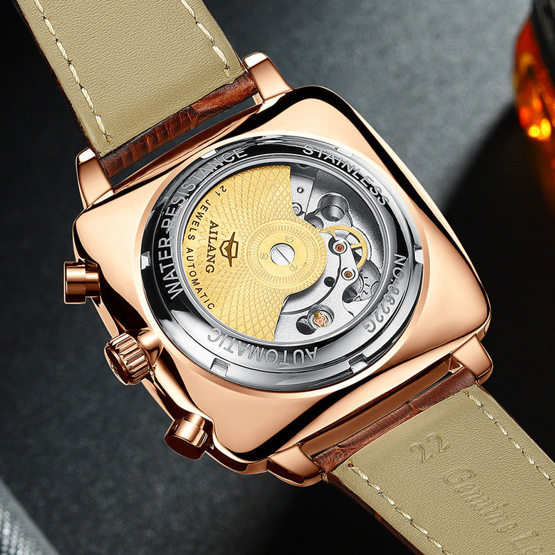 Swiss Airang Square Watch Men's Hollow Tourbillon Multifunctional Mechanical Watch Luminous Waterproof Automatic Men's Watch