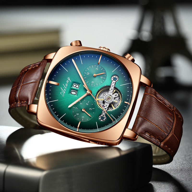 Swiss Airang Square Watch Men's Hollow Tourbillon Multifunctional Mechanical Watch Luminous Waterproof Automatic Men's Watch