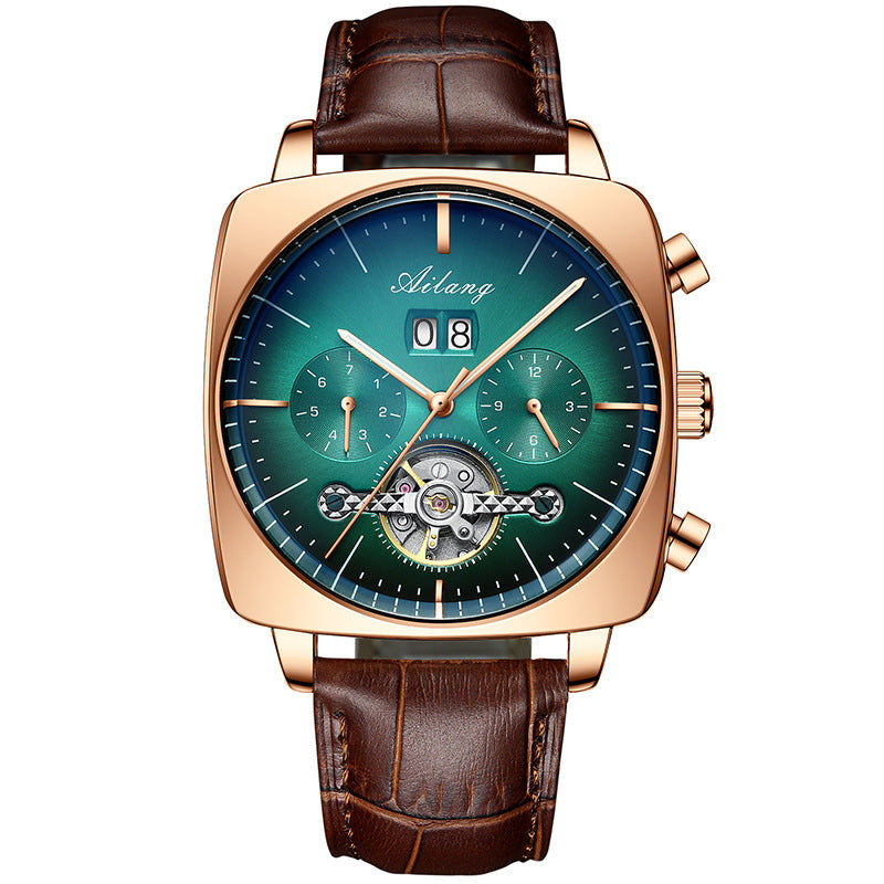 Swiss Airang Square Watch Men's Hollow Tourbillon Multifunctional Mechanical Watch Luminous Waterproof Automatic Men's Watch