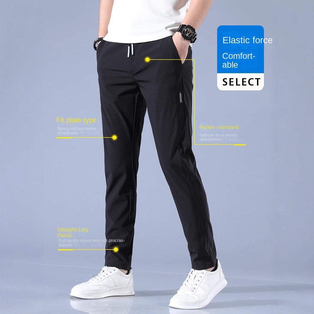 Casual Ice Silk Pants Men's Summer Korean Sports Plus Size Fashion Trend Foreign Trade Supply In Stock Wholesale Straight Leg Pants
