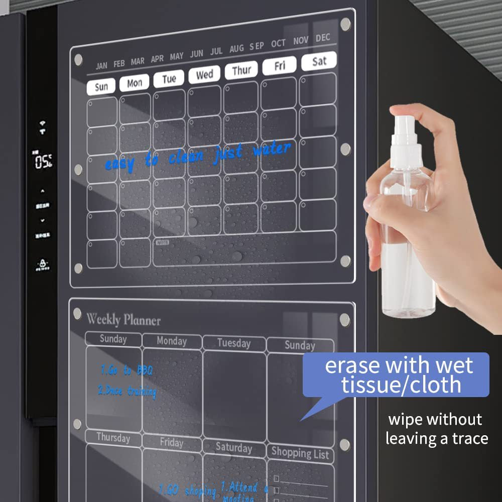Magnetic Transparent Refrigerator Sticker Dry Erase Calendar Reusable Plan Manual Weekly Meal Plan Board
