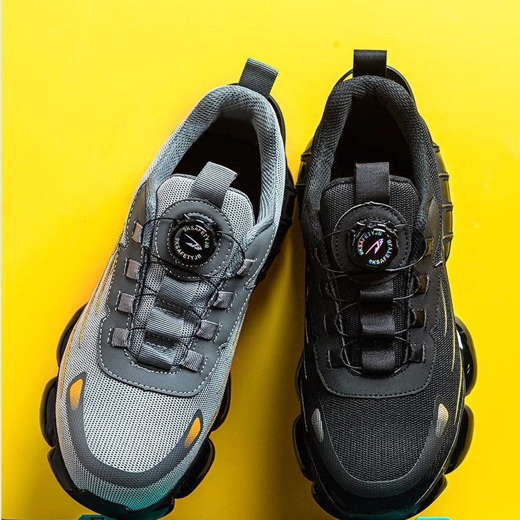 Cross-border Fashion New Rotating Button Labor Protection Shoes Men's Anti-smashing Anti-puncture Safety Shoes Non-slip Wear-resistant Work Shoes