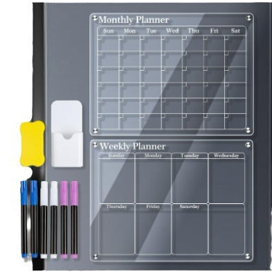 Magnetic Transparent Refrigerator Sticker Dry Erase Calendar Reusable Plan Manual Weekly Meal Plan Board
