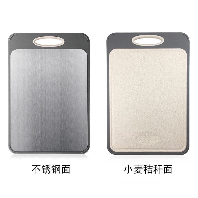 Food Grade New Straw Face 304 Stainless Steel Cutting Board Double Use Large Thick Cutting Board