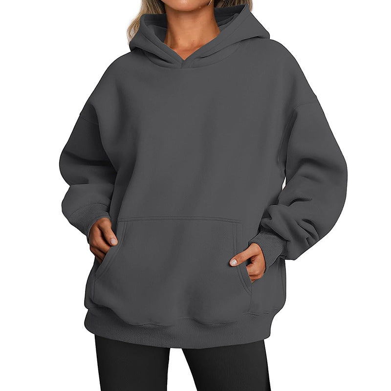 Amazon Europe And The United States Cross-border Foreign Trade Independent Station 2024 New Women's Spring And Autumn Hooded Sweater Casual Pocket Jacket