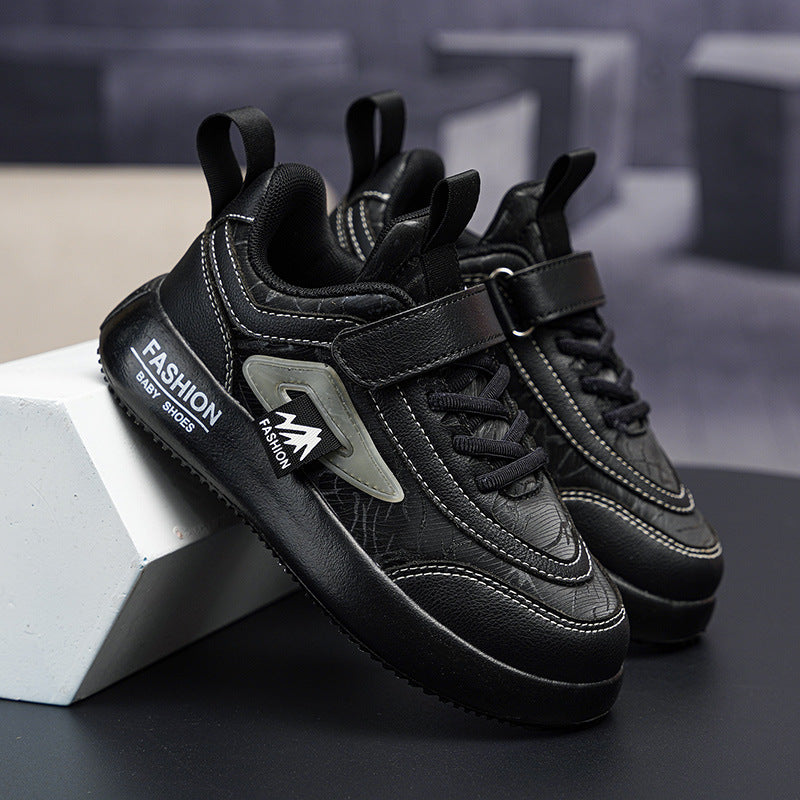 Children's Shoes, Children's Black Sneakers, Boys' White Shoes, Black Shoes, Leather Primary School Students' Sneakers, Girls' Shoes
