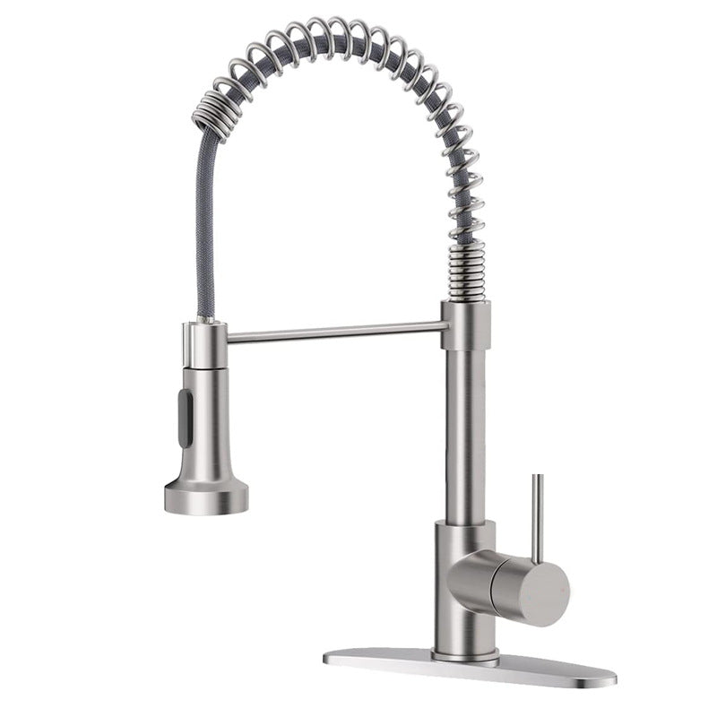 Stainless Steel Spring Withdrawal Faucet Kitchen Withdrawal Type Cold And Hot Dual-use Universal Rotating Splash-proof Faucet