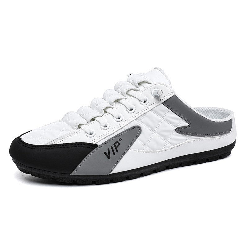 Men's Casual Trendy Spring/summer Flat Soft-soled Driving Shoes Half-support Shoes Comfortable Breathable Slip-resistant