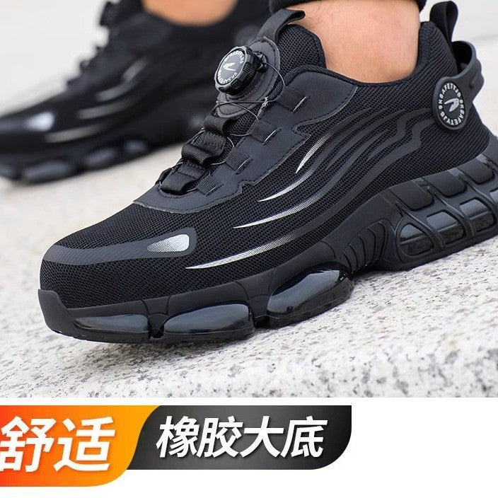 Cross-border Fashion New Rotating Button Labor Protection Shoes Men's Anti-smashing Anti-puncture Safety Shoes Non-slip Wear-resistant Work Shoes