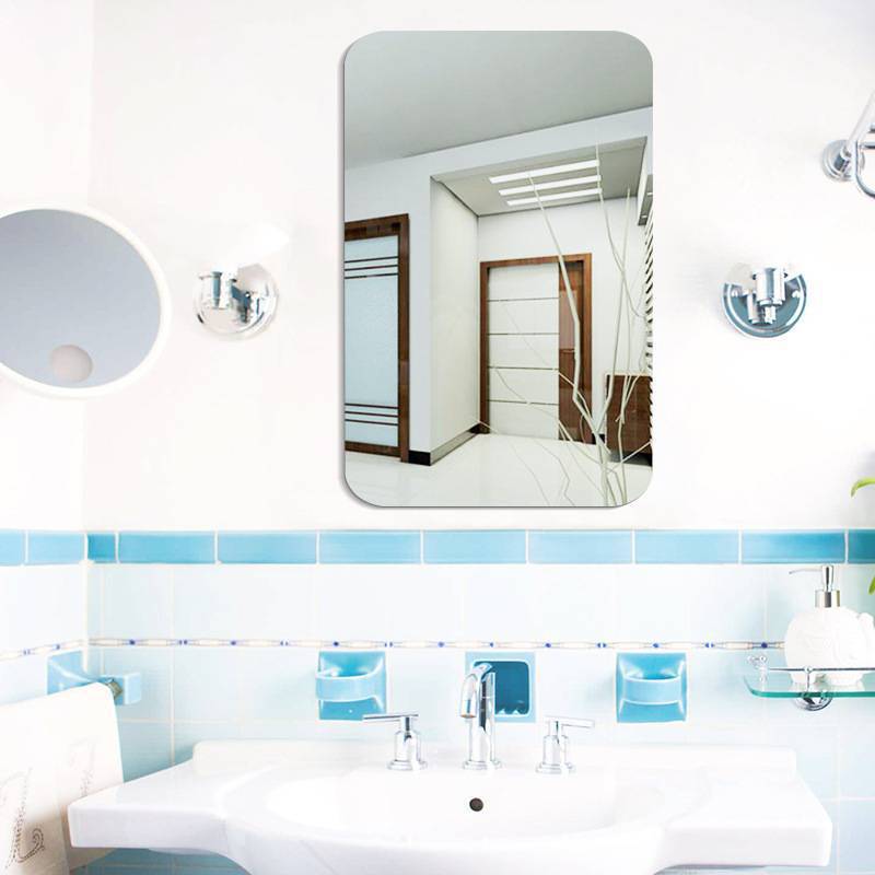 Bathroom Mirror Self-adhesive Mirror Paper Acrylic Self-adhesive Mirror Stickers Home Decoration HD Soft Glass Wall Stickers