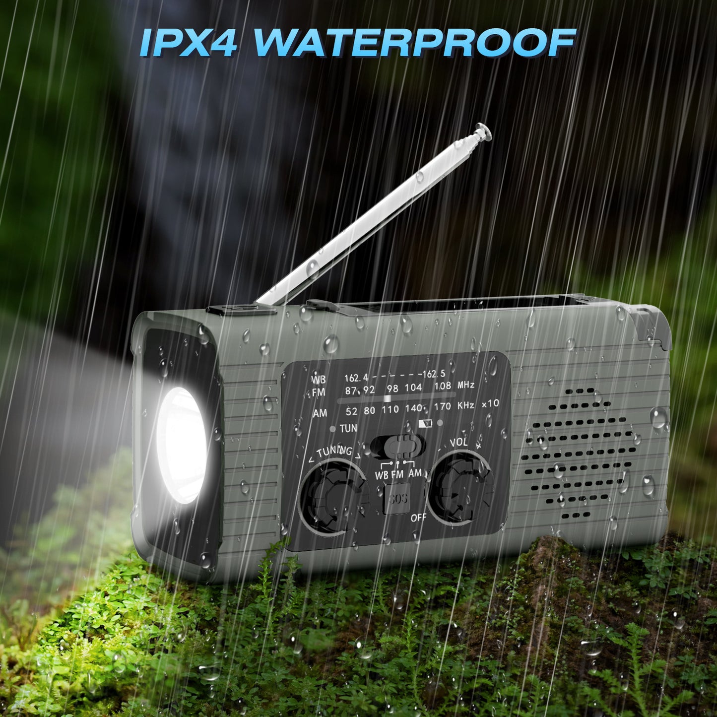 Multi-function FMAM Solar Hand-cranked Charging Mobile Phone Emergency Radio Charging Lighting Disaster Prevention Radio