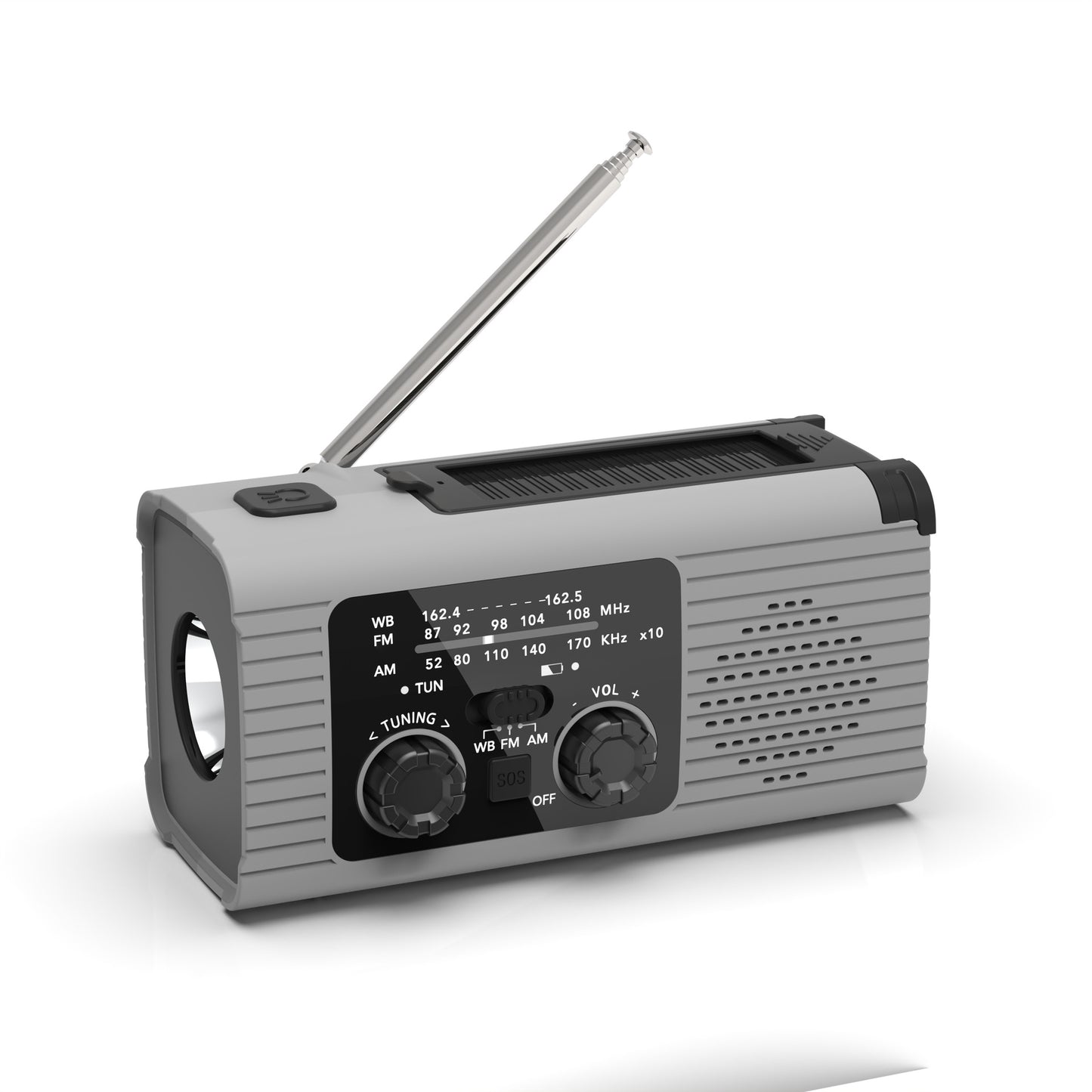 Multi-function FMAM Solar Hand-cranked Charging Mobile Phone Emergency Radio Charging Lighting Disaster Prevention Radio