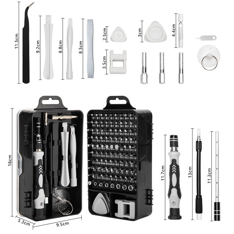 115-in-1 Cross-border Screwdriver Combination Suit 122 Batch Head Glasses Computer Mobile Phone Repair Tools 110-piece Set