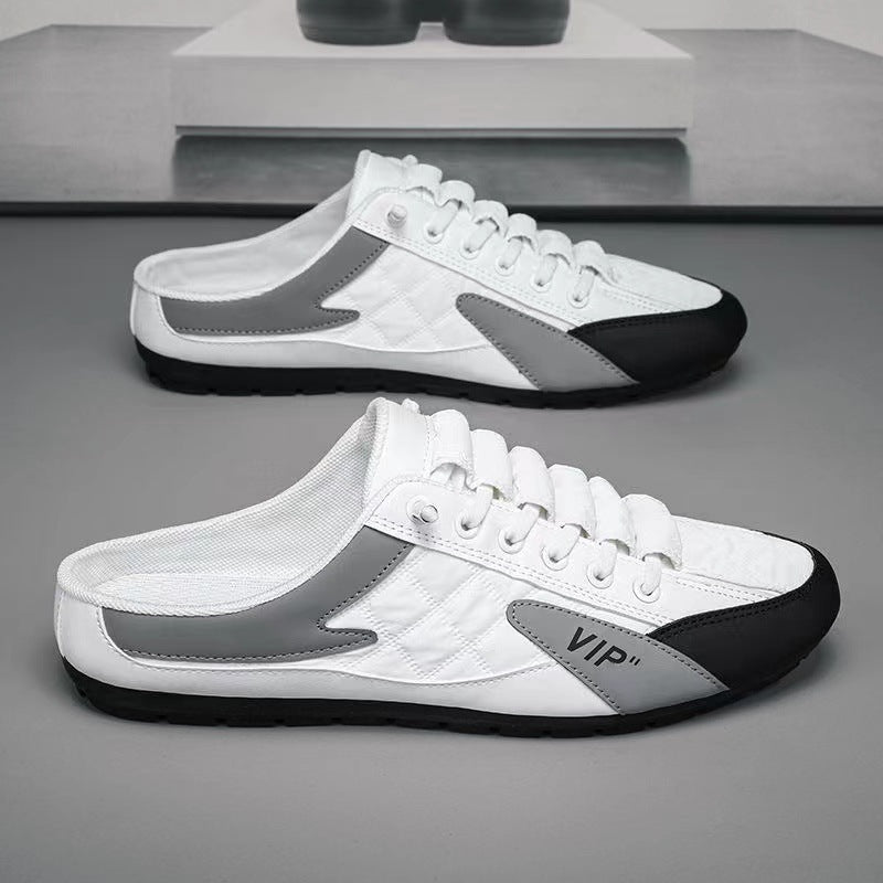 Men's Casual Trendy Spring/summer Flat Soft-soled Driving Shoes Half-support Shoes Comfortable Breathable Slip-resistant
