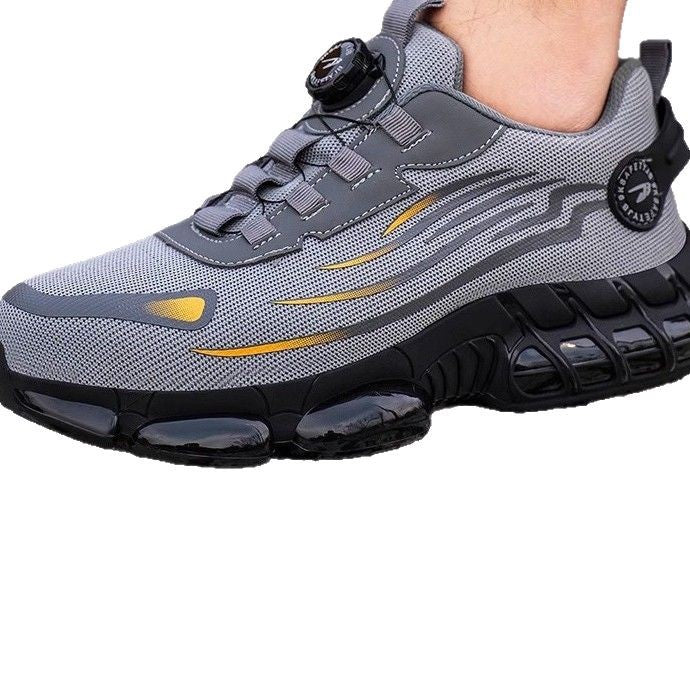 Cross-border Fashion New Rotating Button Labor Protection Shoes Men's Anti-smashing Anti-puncture Safety Shoes Non-slip Wear-resistant Work Shoes