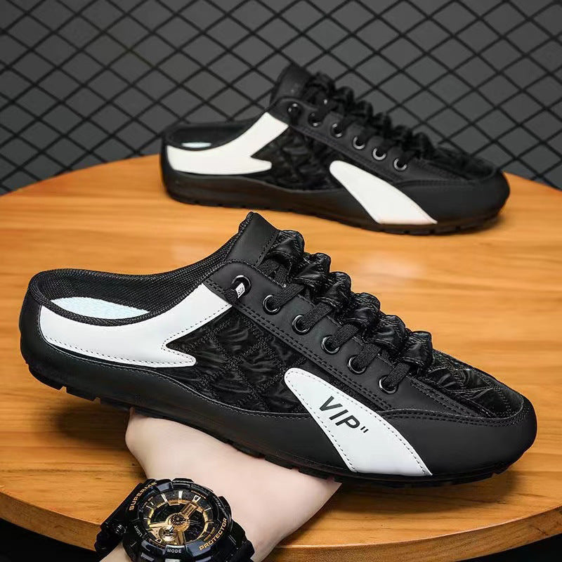 Men's Casual Trendy Spring/summer Flat Soft-soled Driving Shoes Half-support Shoes Comfortable Breathable Slip-resistant