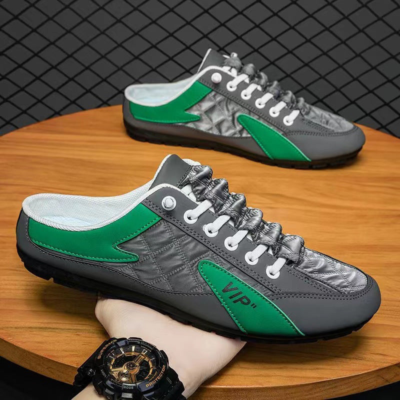 Men's Casual Trendy Spring/summer Flat Soft-soled Driving Shoes Half-support Shoes Comfortable Breathable Slip-resistant