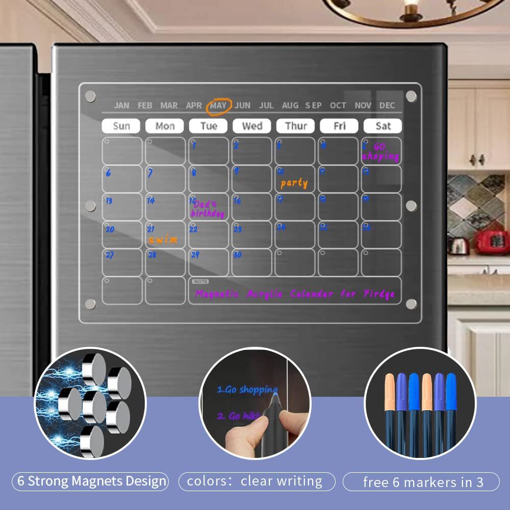 Magnetic Transparent Refrigerator Sticker Dry Erase Calendar Reusable Plan Manual Weekly Meal Plan Board