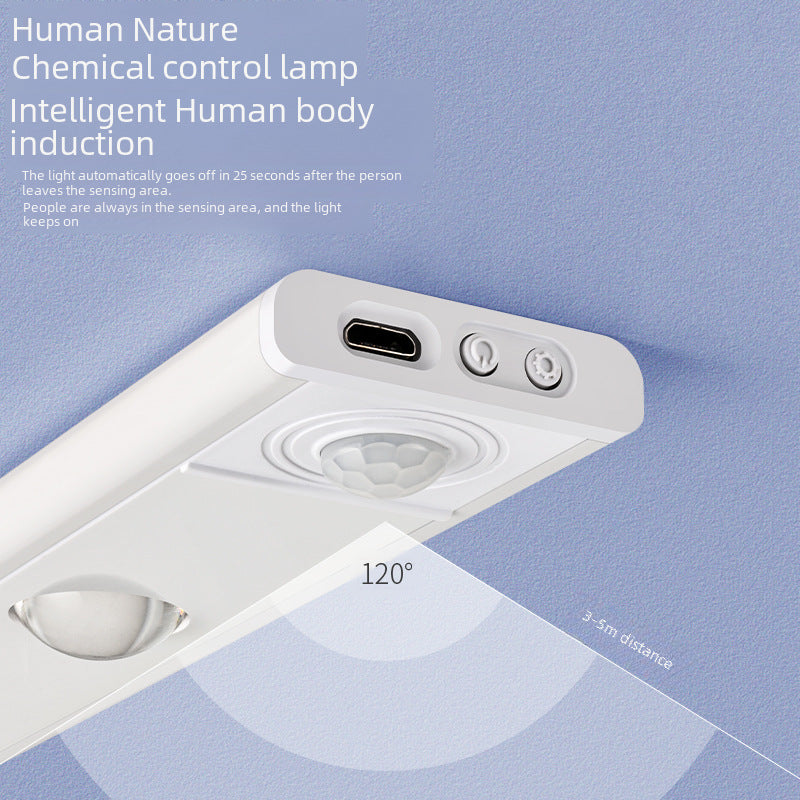 Ultra-thin Intelligent Led Human Body Sensor Light Rechargeable Self-adhesive Hill Cat's Eye Light With Wine Cabinet Cabinet Wardrobe Light Bar