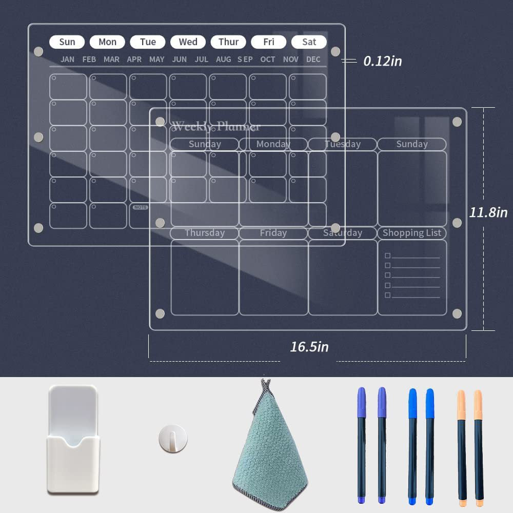 Magnetic Transparent Refrigerator Sticker Dry Erase Calendar Reusable Plan Manual Weekly Meal Plan Board