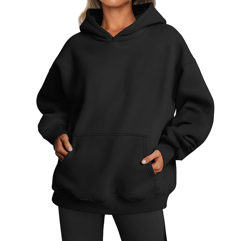 Amazon Europe And The United States Cross-border Foreign Trade Independent Station 2024 New Women's Spring And Autumn Hooded Sweater Casual Pocket Jacket