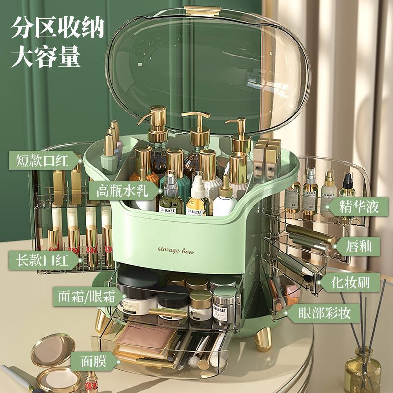 Cosmetic Storage Box Desktop Skin Care Dust-proof Storage Box Household Large Capacity Lipstick Storage Rack With Drawer