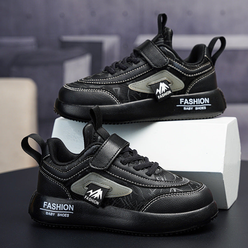 Children's Shoes, Children's Black Sneakers, Boys' White Shoes, Black Shoes, Leather Primary School Students' Sneakers, Girls' Shoes