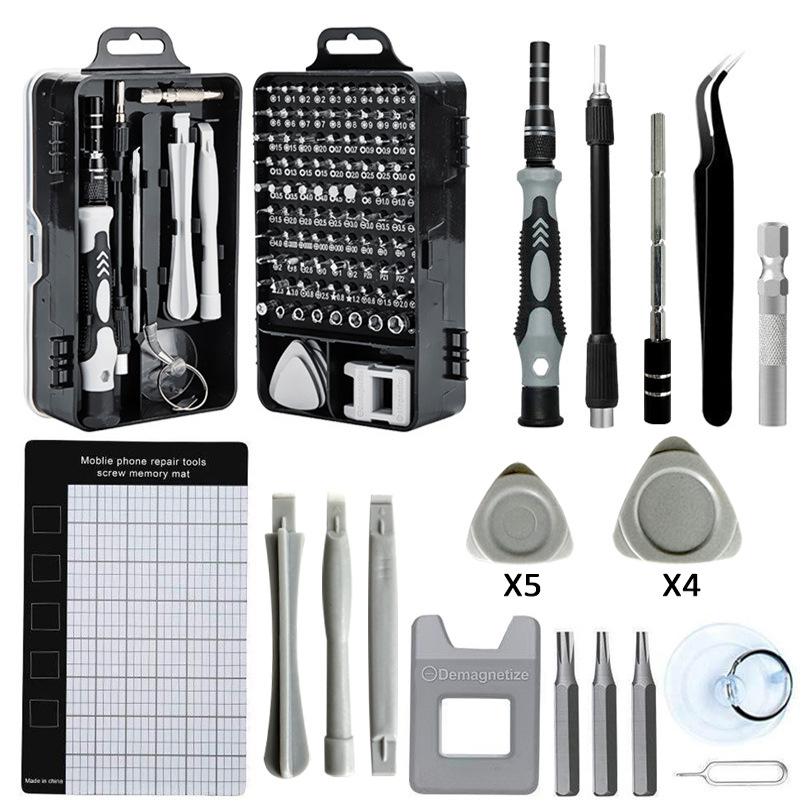 115-in-1 Cross-border Screwdriver Combination Suit 122 Batch Head Glasses Computer Mobile Phone Repair Tools 110-piece Set