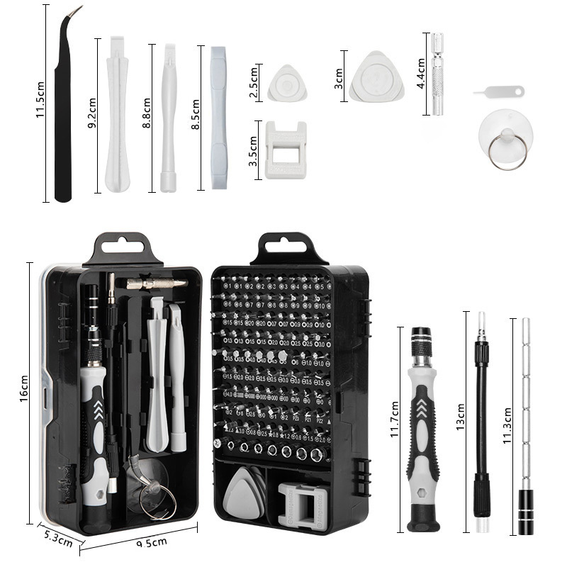 115-in-1 Cross-border Screwdriver Combination Suit 122 Batch Head Glasses Computer Mobile Phone Repair Tools 110-piece Set