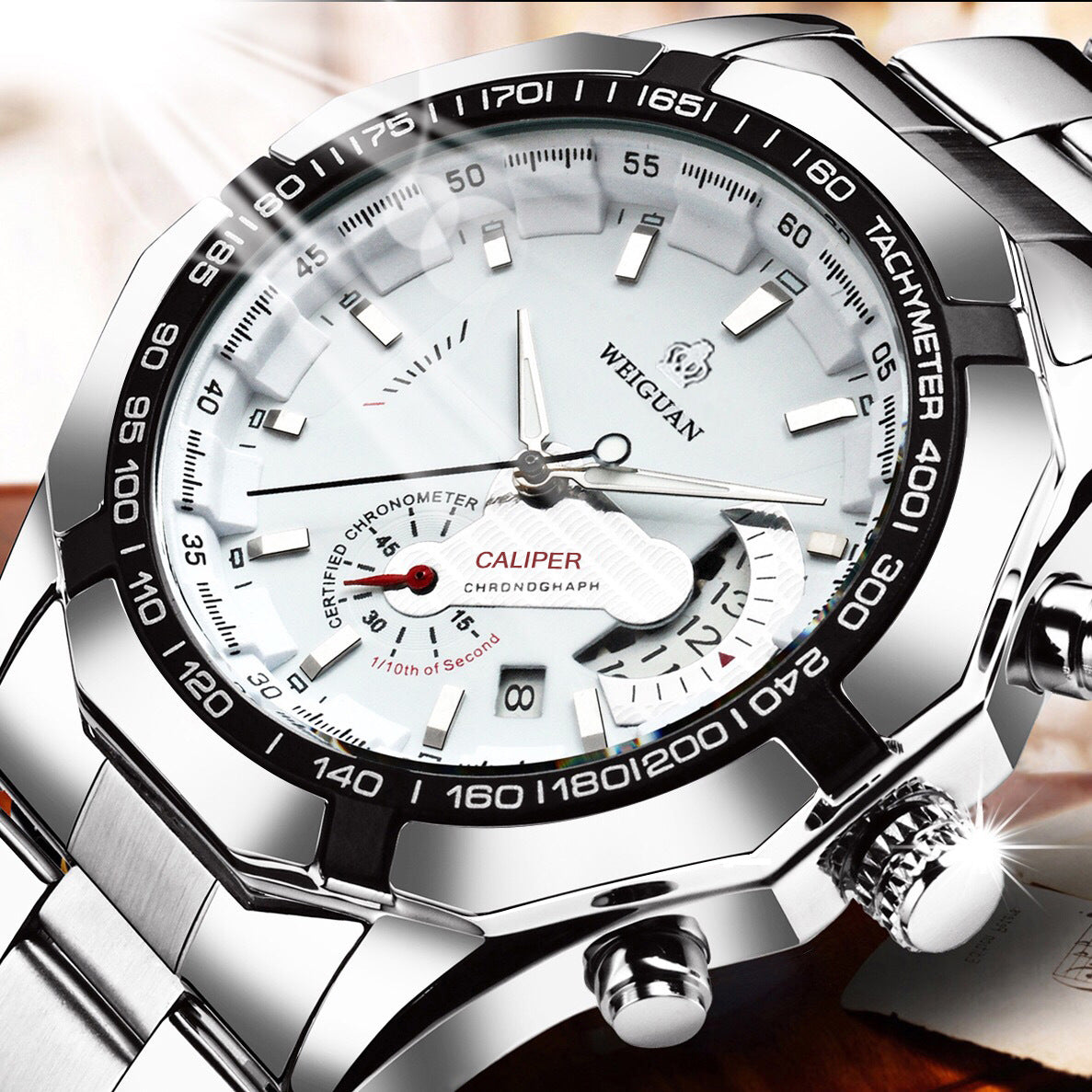 Men&#039;s Non-mechanical Watch Hollow Calendar Waterproof Luminous Stainless Steel Belt Simple Vibrato
