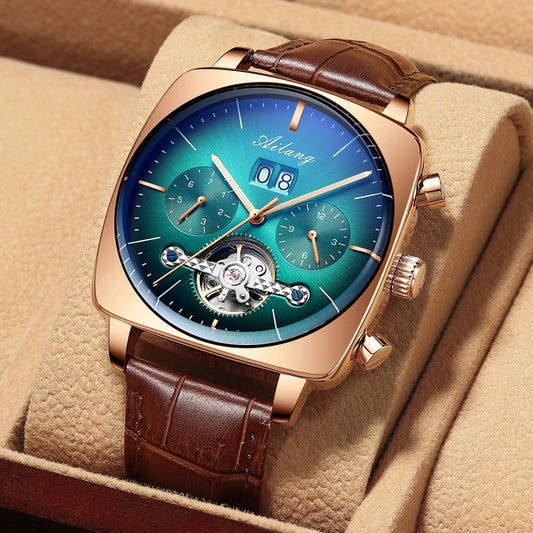 Swiss Airang Square Watch Men&amp;amp;amp;amp;amp;amp;amp;amp;#039;s Hollow Tourbillon Multifunctional Mechanical Watch Luminous Waterproof Automatic Men&amp;amp;amp;amp;amp;amp;amp;amp;#039;s Watch