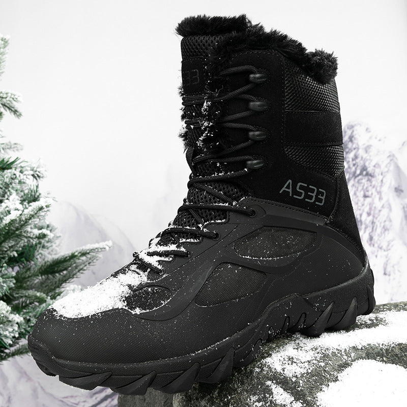 Thickened And Warm Outdoor Off-road Camping Adventure Hiking Workwear Tactical Boots Cross-border New Velvet Military Boots For Men