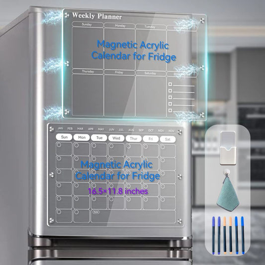 Magnetic Transparent Refrigerator Sticker Dry Erase Calendar Reusable Plan Manual Weekly Meal Plan Board