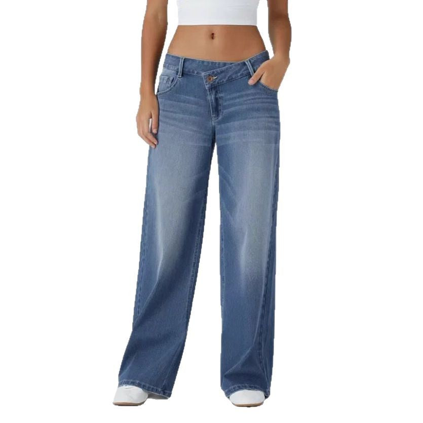 Women&#039;s Personalized High-Wait Straight-Line Jeans