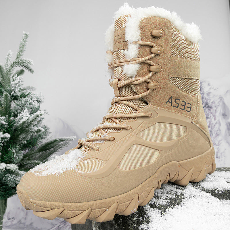 Thickened And Warm Outdoor Off-road Camping Adventure Hiking Workwear Tactical Boots Cross-border New Velvet Military Boots For Men
