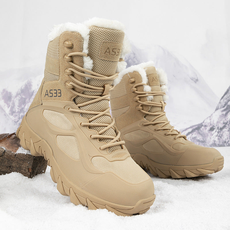 Thickened And Warm Outdoor Off-road Camping Adventure Hiking Workwear Tactical Boots Cross-border New Velvet Military Boots For Men