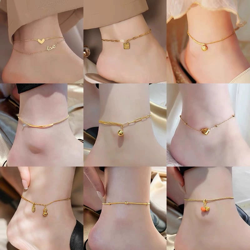 Titanium Steel Non-fading Bell Anklet 2024 New Trendy Niche Design 18K Gold Plated High-end Anklet Anklet For Women