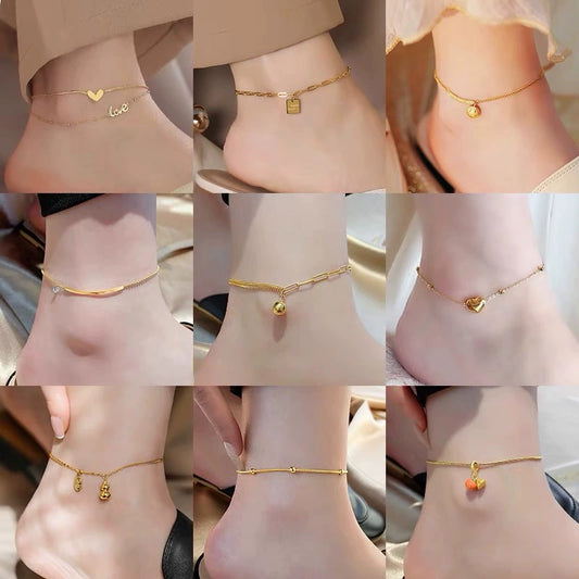 Titanium Steel Non-fading Bell Anklet 2024 New Trendy Niche Design 18K Gold Plated High-end Anklet Anklet For Women