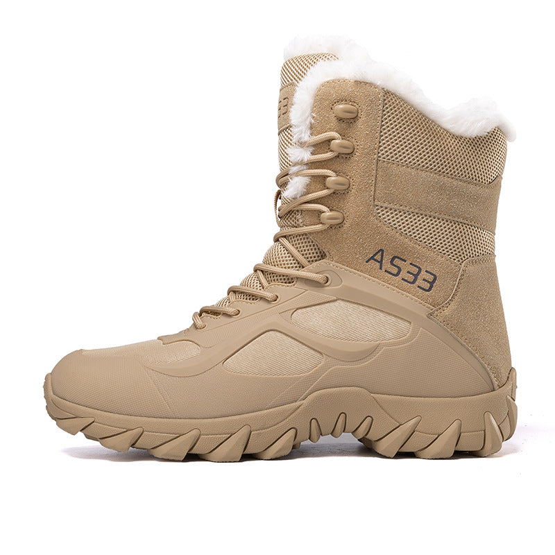 Thickened And Warm Outdoor Off-road Camping Adventure Hiking Workwear Tactical Boots Cross-border New Velvet Military Boots For Men