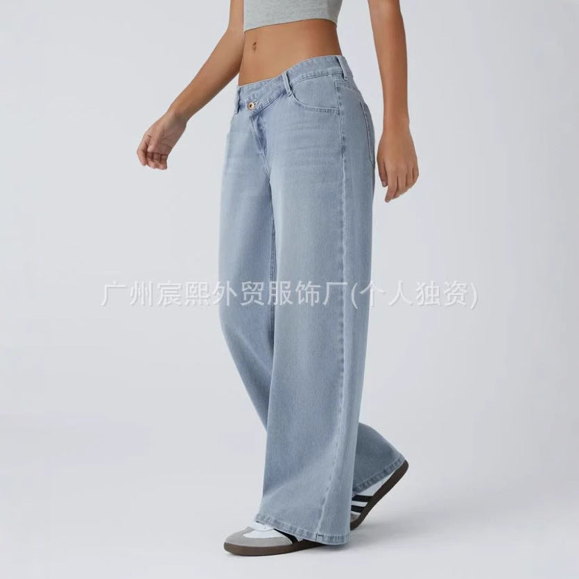 Women&#039;s Personalized High-Wait Straight-Line Jeans