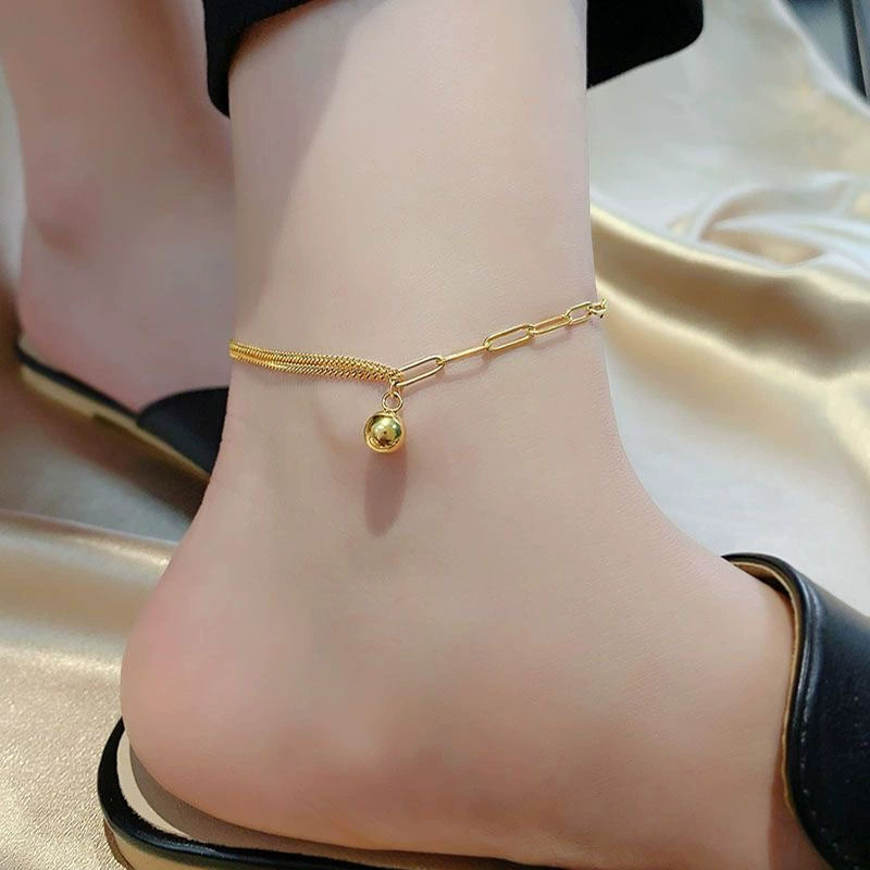 Titanium Steel Non-fading Bell Anklet 2024 New Trendy Niche Design 18K Gold Plated High-end Anklet Anklet For Women