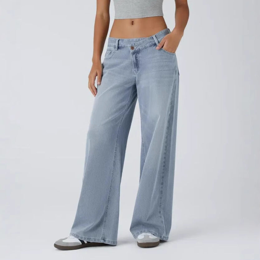 Women&#039;s Personalized High-Wait Straight-Line Jeans